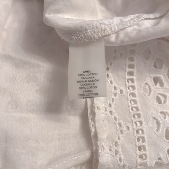 mini ultra white eyelet dress with 3/4 bell sleeves - Picture 5 of 8